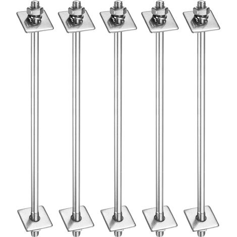 5Pcs M6x170mm Goujons Filetés Double Extrémité Ton Argenté (1/5)