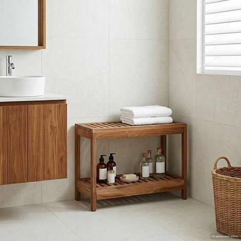 vidaXL Tavolo Laterale da Bagno Naturale 60 x 30 x 45 cm