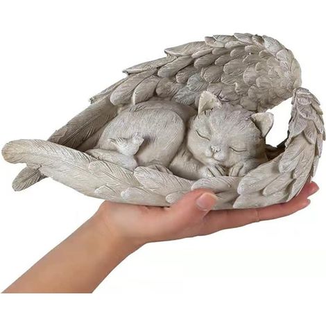Statue décoration jardin ange chat pour extérieur et espace vert (1/5)