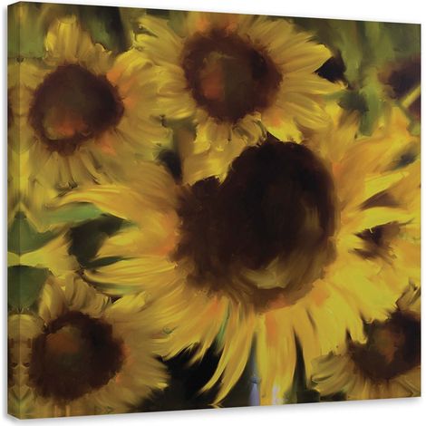 Tableau sur toile Tournesol Fleurs Jaune 60x60 (1/5)
