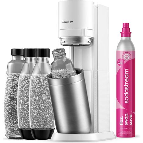 Machine à Soda 2 Bouteilles + 2 Verre + Cylindre Blanche (1/5)