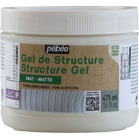Gel de structure - Mat - Pour acrylique - Pébéo Origin acrylics - 475ml (1/4)