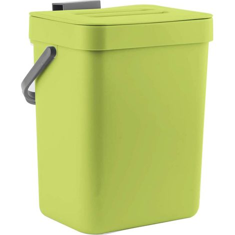 Küchenabfallbehälter, kleiner Tischkomposter mit Deckel, geruchloser Küchenabfallbehälter, wandmontierbarer Mülleimer, 3 Liter/0,8 Gallonen, grün
