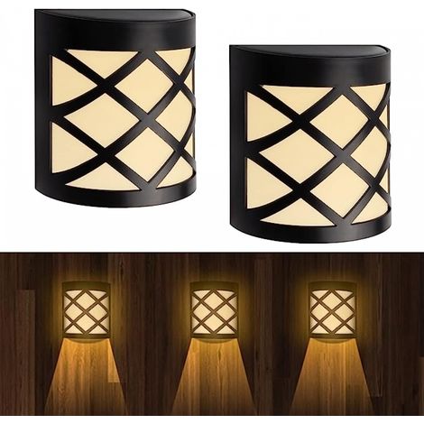 2 Pack Lampes de Clôture Solaire Lumière Blanche Chaude, Lumière de Jardin Solaire Extérieure IP55 étanche Lampe Solaire Jardin pour Jardin Clôture Patio Deck Courtyards Balcon Terrasse (1/5)