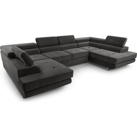 AX LIVING Arborio U Form Schlafsofa mit Kopfstütze Sofa Dunkelgrau 352