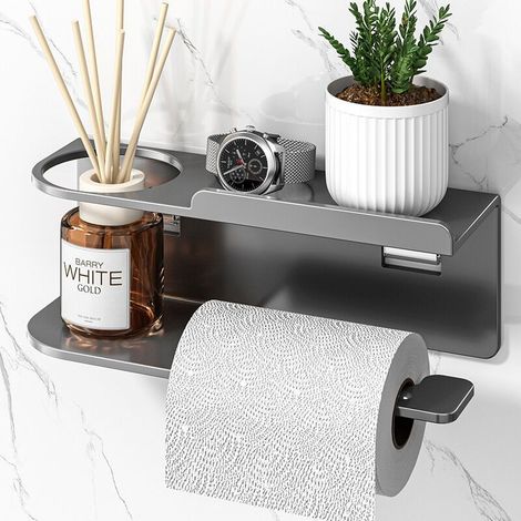 Porte-papier toilette sans perçage, porte-papier toilette autocollant, porte-papier toilette, porte-rouleau de papier toilette mural, porte-rouleau de papier toilette en acier inoxydable avec adhésif (1/5)