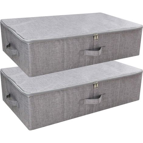 Unterbett Aufbewahrungsboxen Schuh Reißverschluss Dunkelgrau 2stück (1/5)