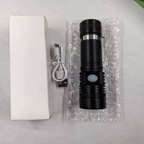 Tragbare LED-Zoom-Taschenlampe mit Teleskopauslöser, große Reichweite, USB-aufladbar, Amazon T6 (Einheit)