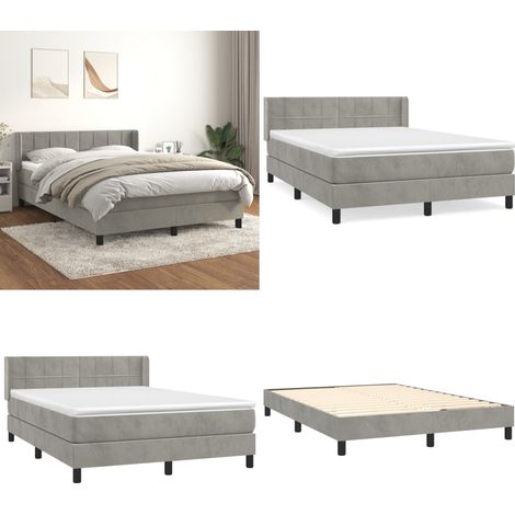 Boxspringbett mit Matratze Hellgrau 140x200 cm Samt - Samtbett - Boxspringbett - Doppelbett - Bettenrahmen - Luxusbett - Home & Living (1/5)
