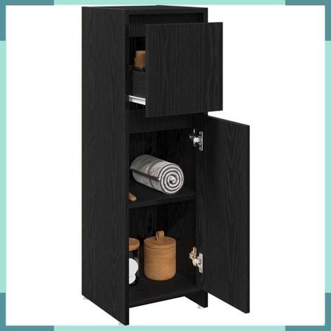 Meuble de salle de bain - 862504 - Chêne noir - 30 x 30 x 95 cm - Avec tiroir (1/5)