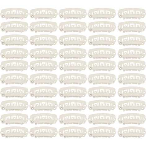 Lot de 50 pinces à cheveux en forme de U à 6 dents avec élastique pour extensions, couleur beige. (1/5)