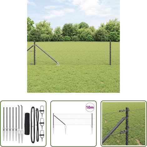 vidaXL Stahl und PVC - Zaunpfosten Grau 10 x 0,6 m (36 mm Netz) Stahl und PVC (1/5)