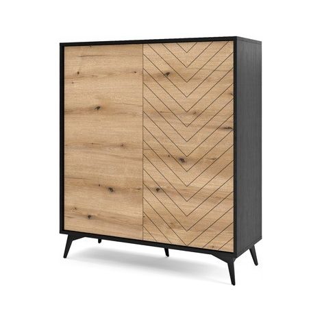 Commode de rangement Meuble universel évoque chêne/noir 104x119x39cm DIAMANT K104 sur pieds