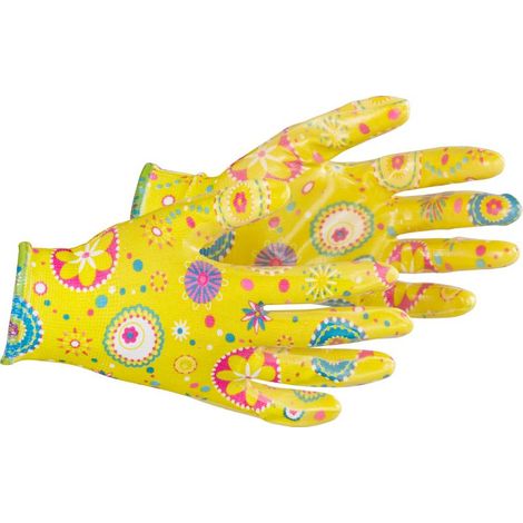 Handschuhe Strend Pro Lily, gelb, Nitril, Größe 08/M, Garten, mit Blister