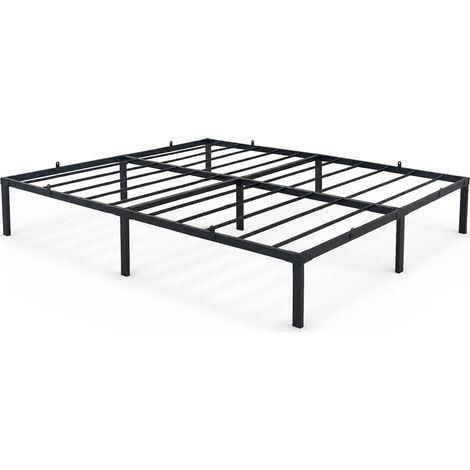 Metallbett 160x200 cm Bettgestell Klappbett Gästebett Lattenrost Schwarz 9 Beine 20 Latten (1/5)