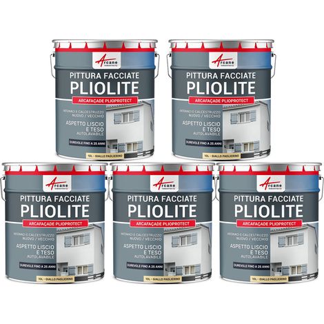 Pittura alla pliolite : per facciate e stucco - ARCAFAÇADE PLIOPROTECT - 5 x 10 L Giallo Paglia - RAL 085 90 30 - ARCANE INDUSTRIES