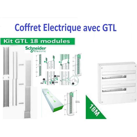 Coffret électrique 36 Modules - 2 Rangées de 18 modules Schneider R9H18402 + GTL 18 M - R9HKT18