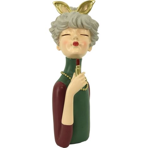Statuina Donna in Resina con rossetto verde cm 16,5x12xh32 (1/2)