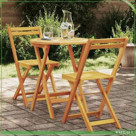 Ensemble salle à manger jardin 3 pcs - FAFEICY - 4105500 - Bois d'acacia massif - Finition huilée - 2 places (1/5)