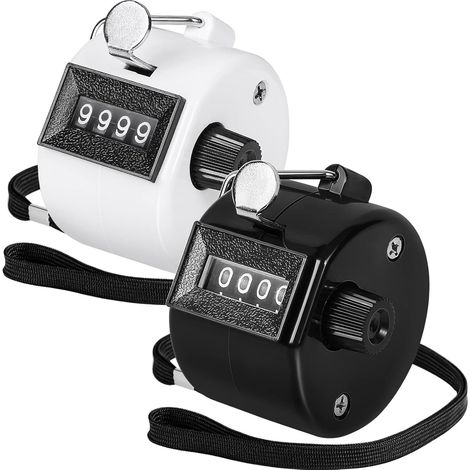 Compteur Manuel, Compteur à 4 Chiffres, 2 pièces ABS Counter Clicker avec Sangle de Cou pour Compteur de Personnes, Coaching, Tricot, Golf et Compteur de Lignes. (1/5)