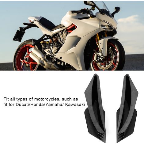 Kit d'aileron aérodynamique universel pour moto, compatible Honda Yamaha, noir - 1 paire (1/5)