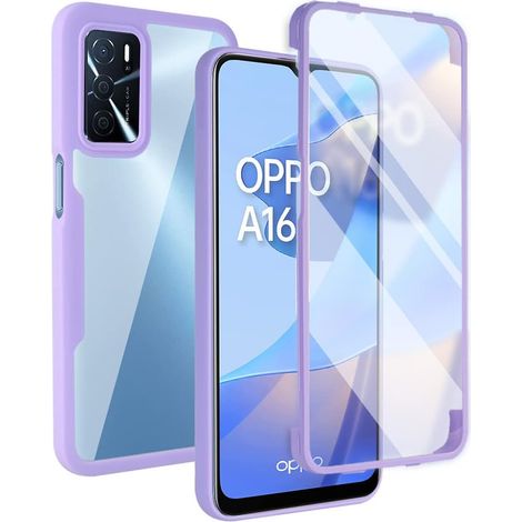 Coque pour Oppo A16 / Oppo A54s / Oppo A16s,[ Protection d'écran intégrée] Étui de Protection Antichoc 360 Degré, Transparente TPU Bumper Protection Pochette, Violet (1/5)