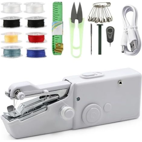 Mini Machine à Coudre à La Main, Portable Sewing Machine, Mini Machine à Coudre Portable, Machine à Coudre Portable à Main, pour la Coupe, le Bricolage, les Voyages à la Maison (1/5)