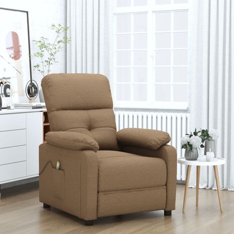 Fauteuil de massage-Chaise de relaxation-Fauteuil Relax Marron Tissu 709035 (1/5)