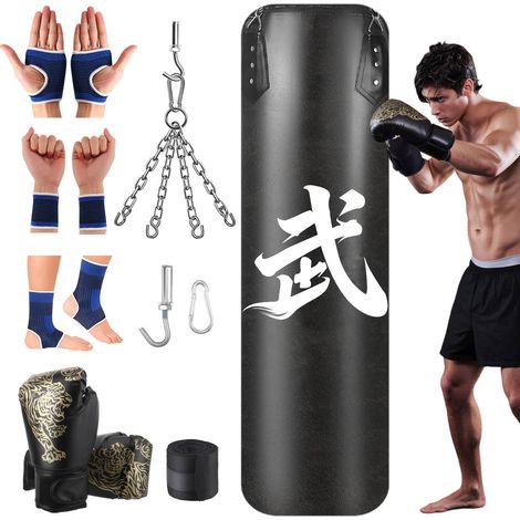 Kit de suspension pour sacs de sable lourds de 1,2 m sans rembourrage, livré avec gants, protège-poignets et chaîne de suspension, idéal pour divers entraînements à domicile (1/5)