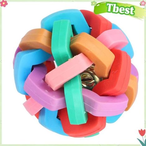 Tbest Jouet de chiot de chien Jouet de Chiot Chien Jouet de Grincement Doux Coloré avec Cloche Jouet animalerie produits Moyen (1/5)