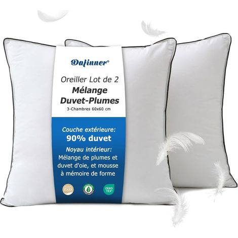 3 Chambres Oreiller 60 × 60 cm Lot de 2 90% Duvet Chambres ext. (1/5)