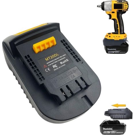 Kit adaptateur pour batteries Makita 18 V Li-ion, Dewalt 18 V-20 V, DCB206, DCB204 et DCB200, outils électroportatifs sans fil montage facile noir. (1/5)