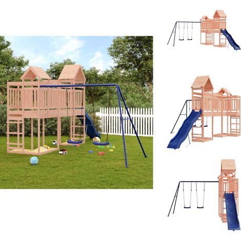 Spielturm Massivholz Douglasie - Holzspielgeräte - Spielturm - Kinderspielplatz - Gartenmöbel - Doppel-Schaukel