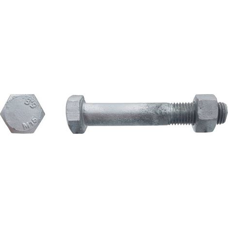 50 Boulons Charpente Tête Hexagonale F/Partiel 14 x 120 mm - 4014/4032 - 5.8 - Galvanisé - D-Work