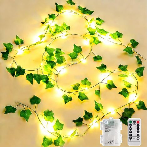 1 Guirlande Lierre, 10M 100 LED, Télécommande 8 Modes, Étanche IP65, Décoration Intérieure Extérieure