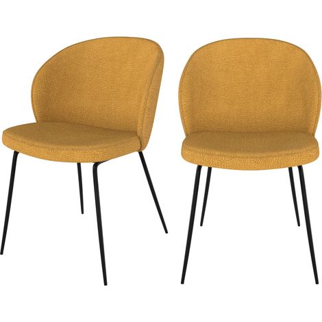 Set de 2 sillas amarillas en tejido bouclé con patas de metal - Groom (1/4)
