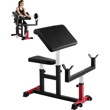 Banco de Curl Predicador, Máquina de Entrenamiento de Fuerza para Bíceps, Carga Máxima de 200 kg, Estación de Bíceps con Mancuernas con Aislamiento de Brazos Sentados, Acero al Carbono (1/5)