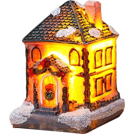 Maison de Noël illuminée avec lumière LED et musique, ornements électroniques, boîte cadeau musicale, décoration de Noël, figurine en résine (1/5)