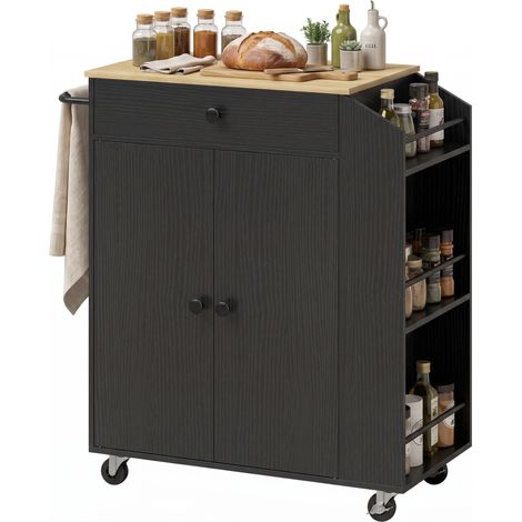 HOMCOM Kitchen Island with 3-Tier Spice Rack, Kitchen Cart with Towel Rack (1/5)