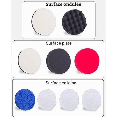 Pièces Polissage Pad, Tampon 125MM, lustrage, éponge, Laine De Polissage Cirage, kit polish voiture, avec Adaptateur de Perceuse M14 (1/4)