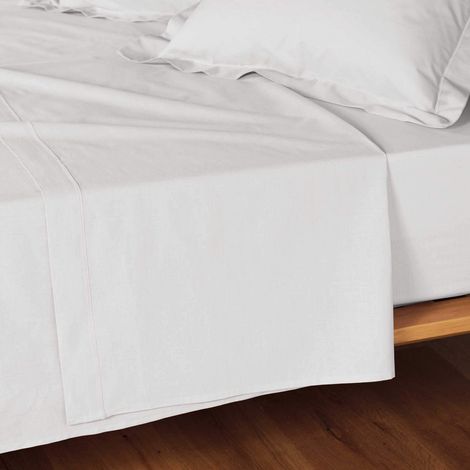 Bricoline – Drap plat 240 x 300 cm 100 % coton 57 fils – Toucher doux et respirant – Finition point bourdon – Lavable en machine (1/5)