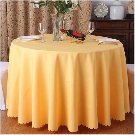 Nappe ronde 180cm Jaune Polyester pour Cuisine, Fête, Mariage