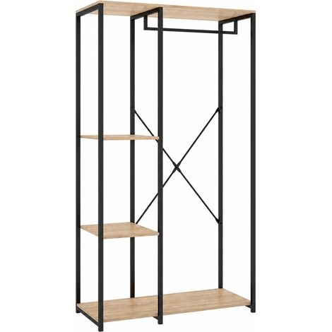 Módulo Vestidor Estructura Metálica 90 cm Towwer - Natural / Negro (1/5)