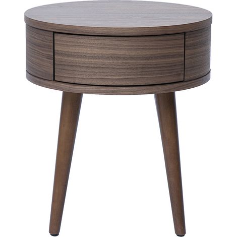 Comodino rotondo in legno scuro con cassetto JUDITH