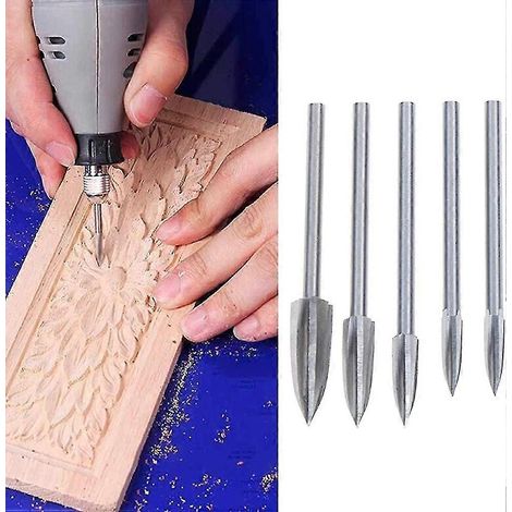 Ensemble de 5 forets à sculpter et graver le bois, outils de fraisage et de sculpture pour le travail du bois. (1/3)