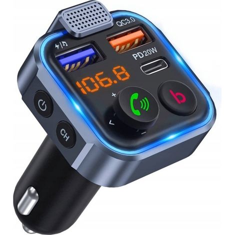 Kit manos libres, transmisor FM, MP3, cargador de coche Bluetooth (1/5)