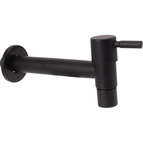 Robinet mural pour lave linge avec raccord 1/2 pouce en acier inoxydable monocommande pour arrivée d'eau froide lave linge et jardin couleur noire (1/5)