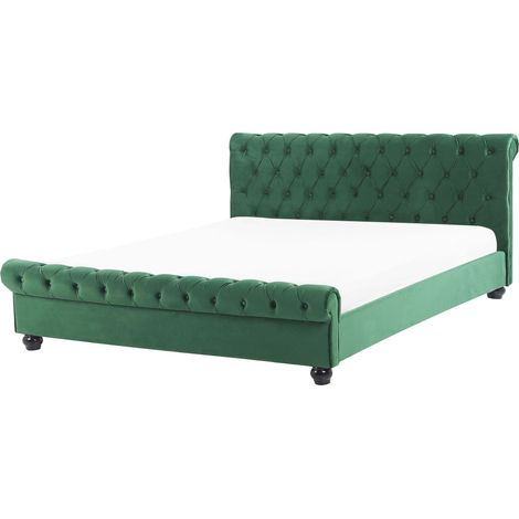 Bed Velvet AVALLON 160 x 200 cm (EU King Size) Emerald Green