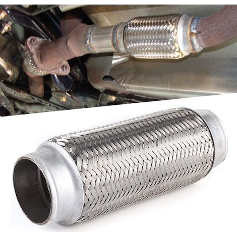 d'échappement flexible Tuyau d'échappement robuste en acier inoxydable Tuyau de réparation à joint flexible pour échappement avant universel (51 mm x 200 mm) (1/4)