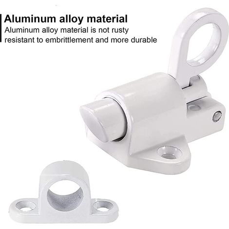 Verrou de porte à ressort automatique, loquet coulissant à ressort, en alliage d'aluminium, avec vis (1/3)